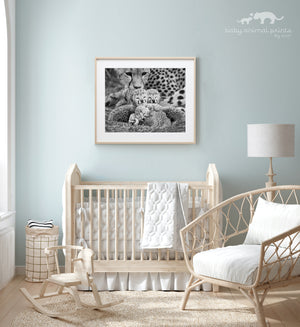 Mom and Newborn Cheetahs Photo