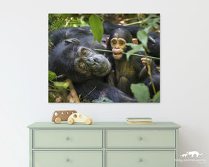 Mom and Baby Chimp Playing Photo