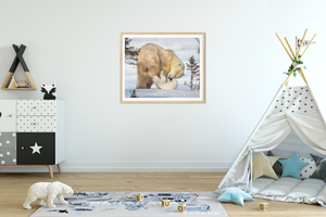 Baby Polar Bear Playing with Mom Photo