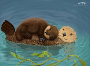 Baby Sea Otter Illustration Print