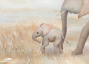 Baby Elephant Illustration Print
