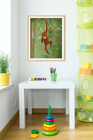 Baby Orangutan Illustration Print
